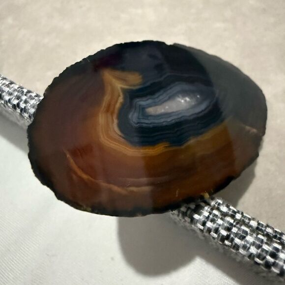 Brown Black Polished Agate Slice – Natural Crystal Display Stone 4.75” - Picture 10 of 15